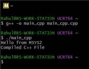 compiling c++ code on windows 10 using gcc (Mingw-W64) and msys2