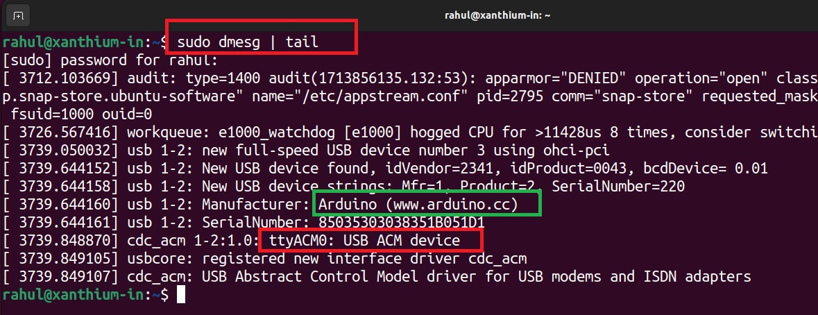 how to identify the serial port number of Arduino connected to Linux PC 
