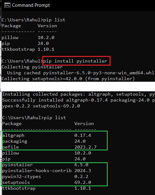 installing pyinstaller on windows1o to conver python gui script to executables