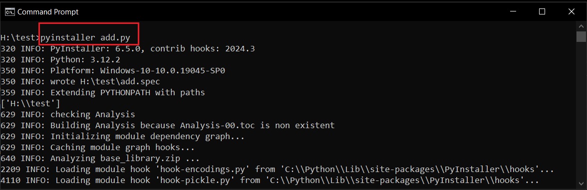 converting python script to windows executable using pyinstaller
