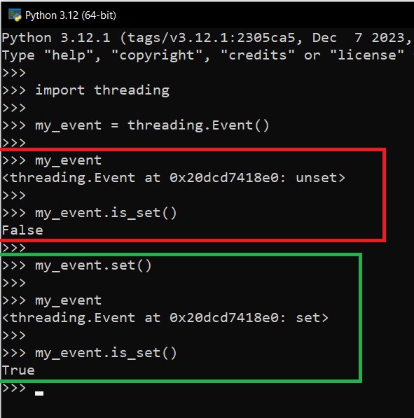 how to use event.set() and event.clear() on python threading tutorial