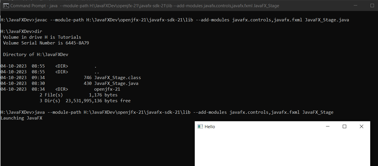 Compiling and running javafx gui on windows using jdk command line only