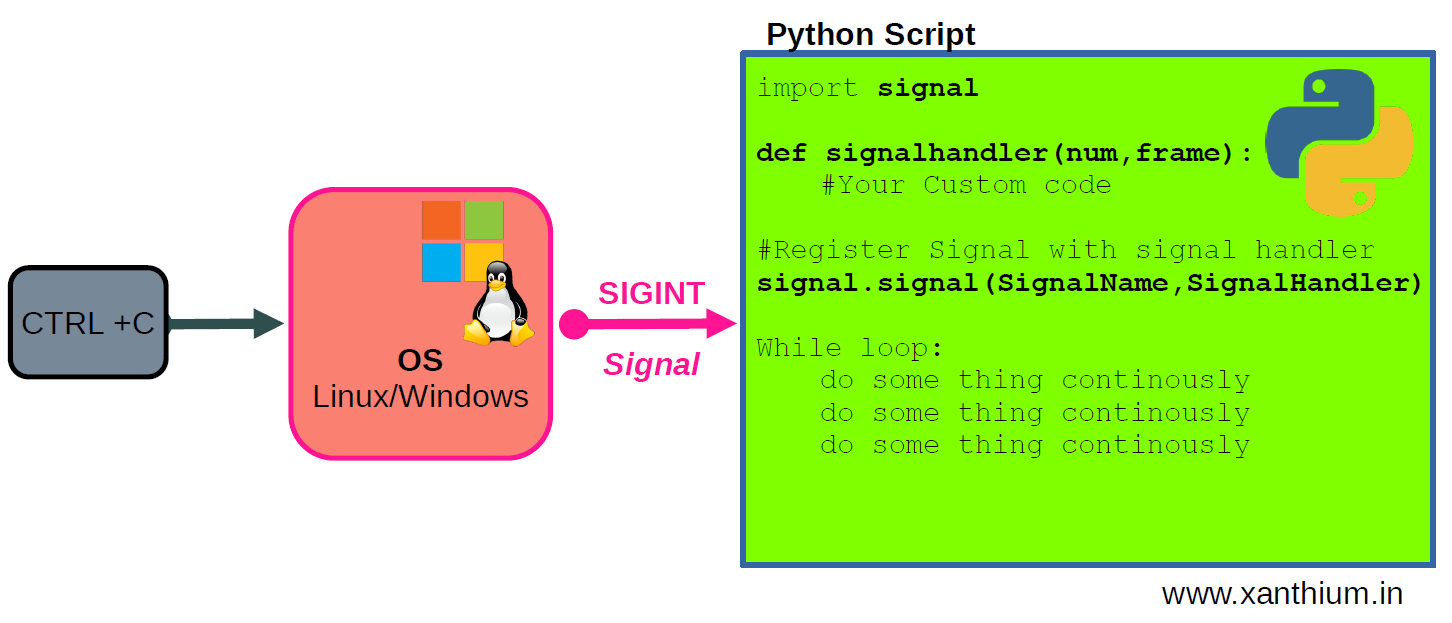 operating system signal SIGINT (CTRL +C ) handling tutorial in python 3