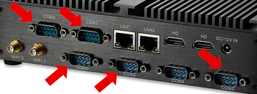 identifying the serial ports of a industrial PC running linux using terminal command dmesg 