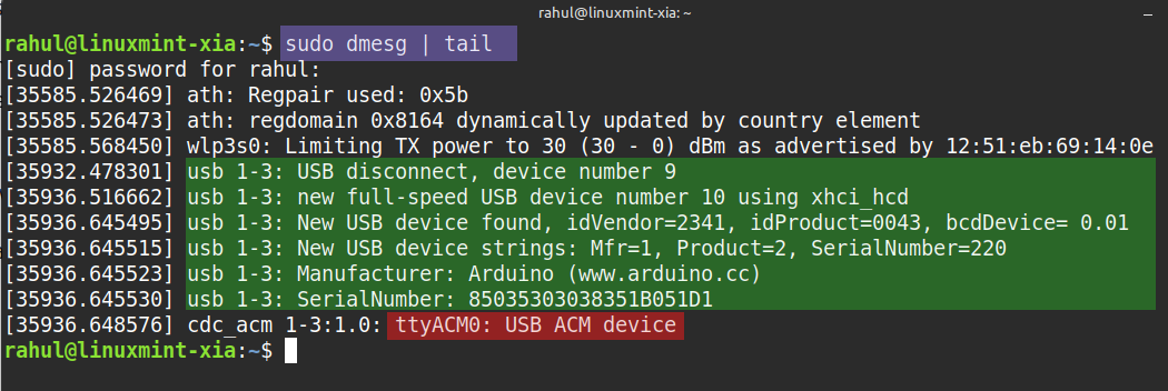 how to connect arduino to linux for serial communication using C
