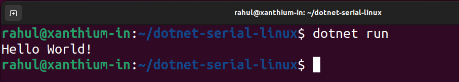 running the dot net code on the linux system using command line tool dotnet run 