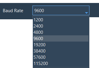 how to select the baud rate inside tkinter python serial port program
