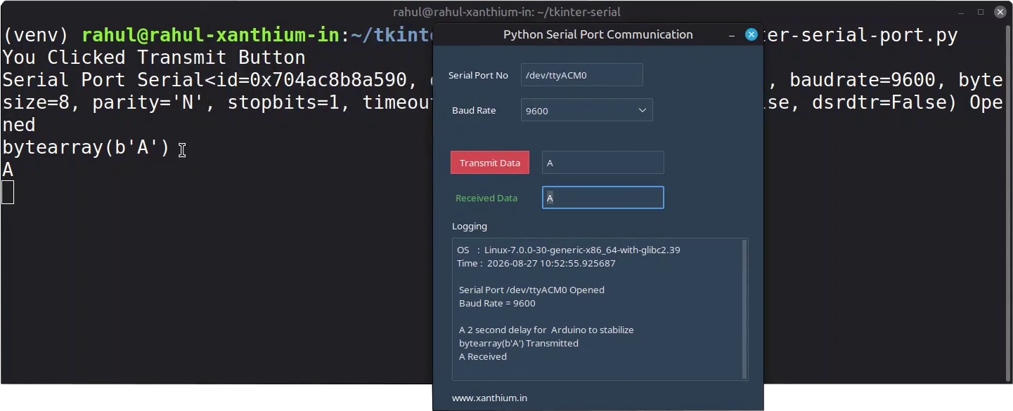 Tkinter Serial Port Communication with Arduino on Linux 