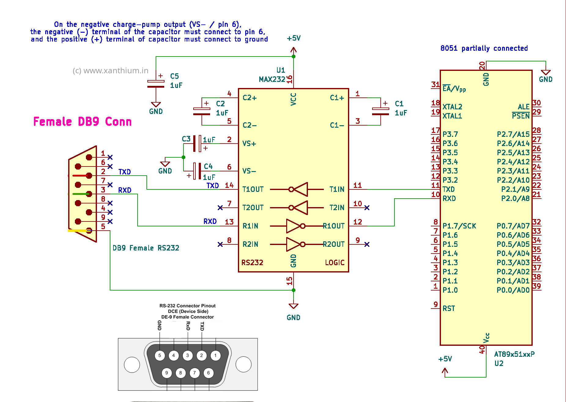 how to build a RS232 level shifter for 8051 microcontroller from scratch