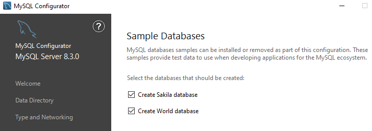 install sample databases on mysql server on windows for interfacing with Python and crud 