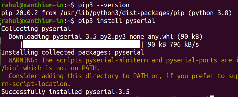 installing pyserial on linux using pip3