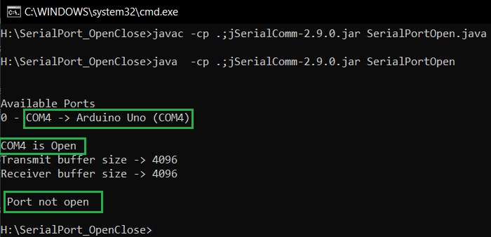 java serial port programming using jserialcomm ,opening and closing serial ports using java on windows and linux