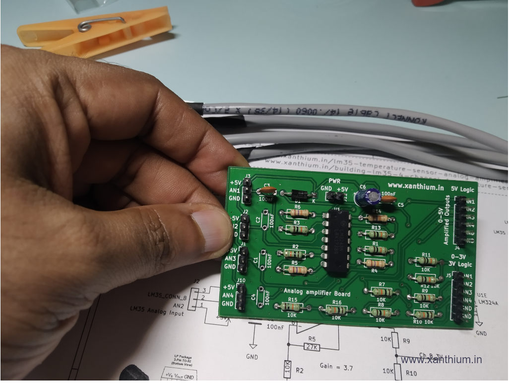  lm35 4 channel amplifier board for arduino interfacing completely assembled 