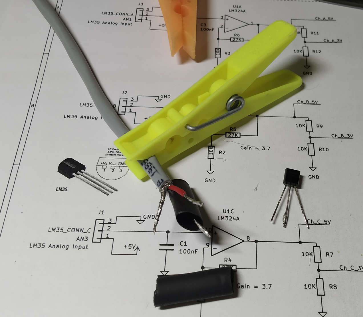 building a shielded lm35 temperature sensor cable for measuring and logging data for arduino data acquisition system