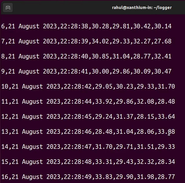 arduino data acquisition system logging temperature data to a csv text file on linux 