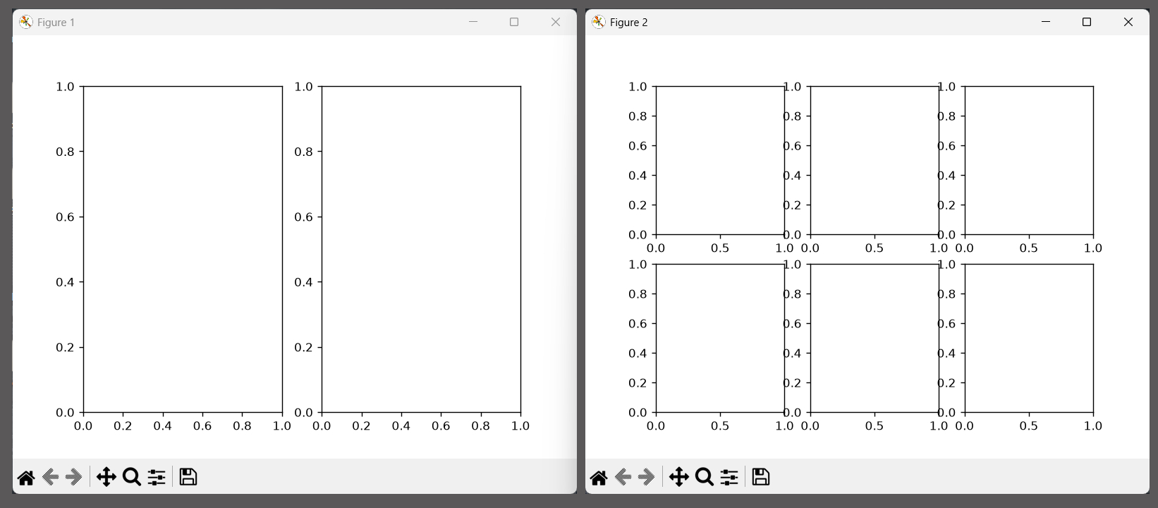 creating multiple figures and multiple axes in matplotlib