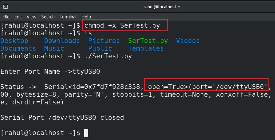 Python linux serial communication running on Rocky Linux 8 or Centos 8