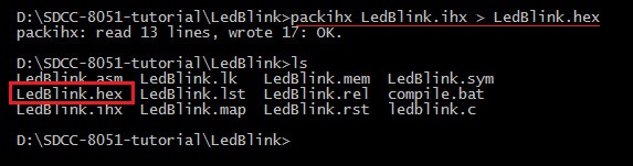 converting ihx format to hex format using sdcc