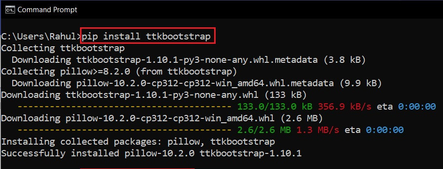 install ttkbootstrap on windows using pip