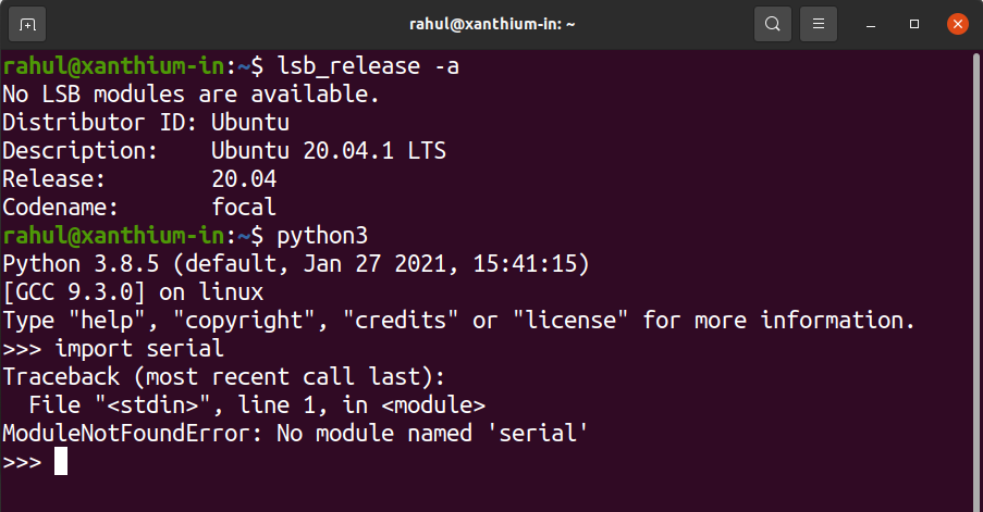 checking pyserial is installed or not on Linux