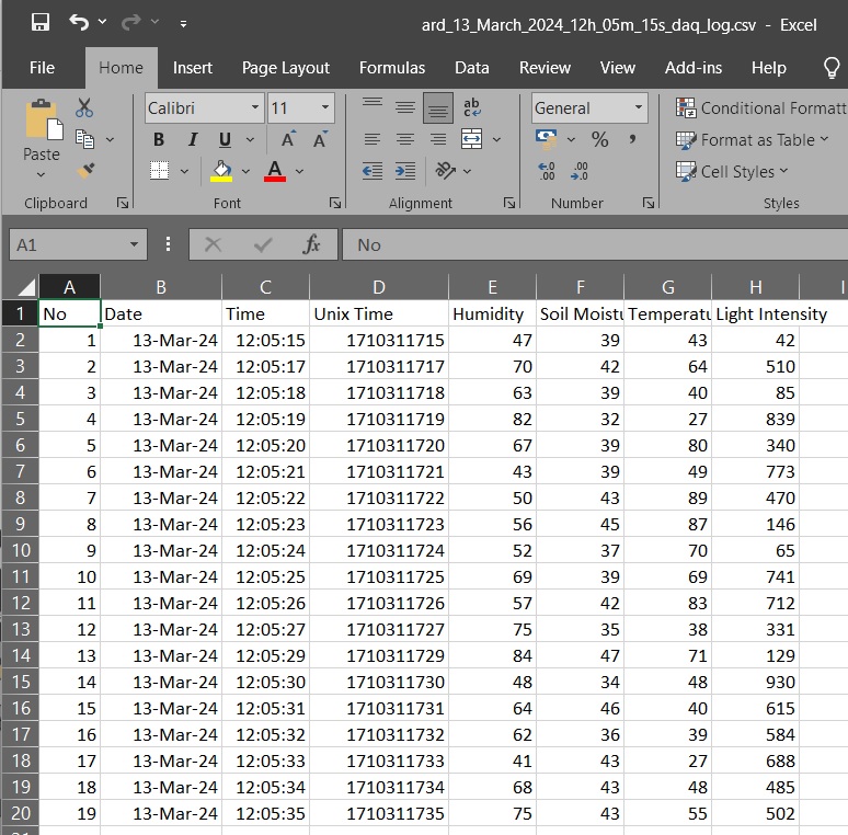 Arduino data acquisition and logging system that logs data to Microsoft Excel file using Python and tkinter