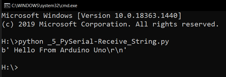 Python script for receiving a string on Windows 10 PC