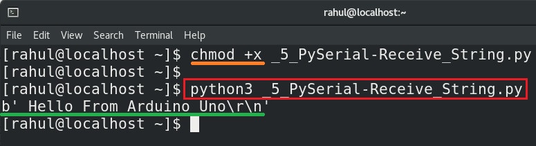 receiving serial data on linux from arduino for embedded data acquisition