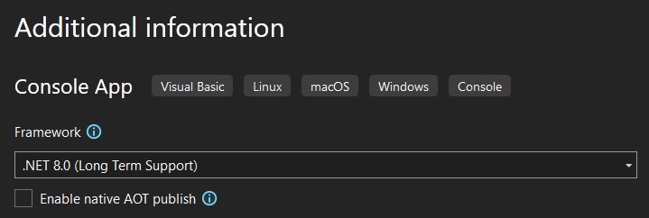 select the dot net platform framework to use for our serial programming tutorial