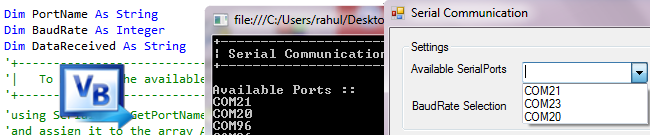 serial port programming using Visual basic and dot net framework or .net platform or dot net core  tutorial