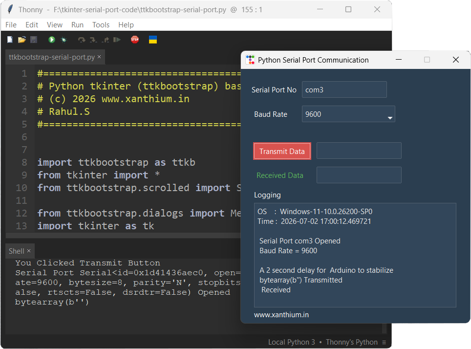 Tkinter Python GUI for serial communication with Arduino ,Raspberry Pi,Raspberry Pi Pico tutorial