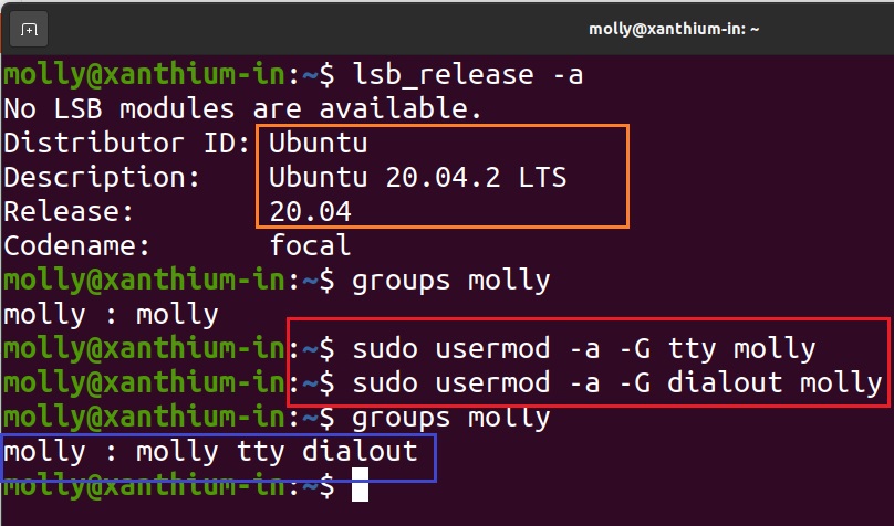 Adding a user to tty and dialout groups on ubuntu 20.04 LTS for serial port programming for arduino