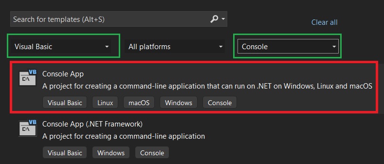 creating a visual basic project for programming the serial port on windows using dotnet framework 4.8 or dotnet core or dotnet platform .net8/9