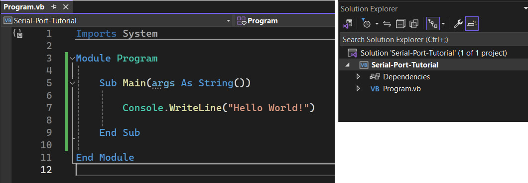 creating a visual basic.net project using MS visual Studio community for dot net platform 8/9